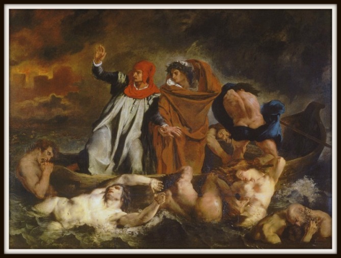 "Barque of Dante" by Eugene Delacroix . Musée du Louvre.-