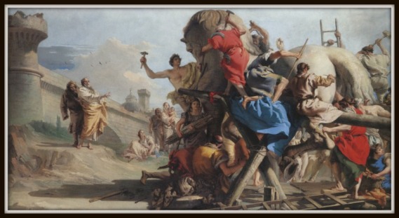 Building of the Trojan Horse" by Giandomenico Tiepolo (1774).-