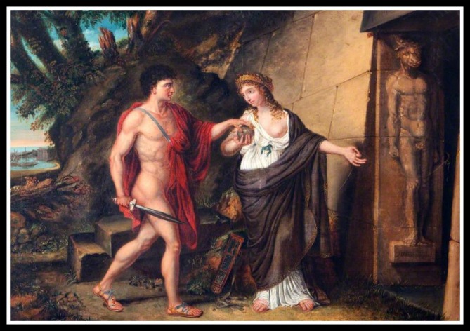 "Theseus and Ariadne at the Entrance of the Labyrinth" by Richard Westall (1810).-