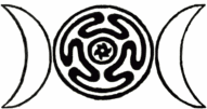 Triple Goddess Moon Symbol AKA Hecate's Wheel.
