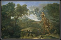 "Landscape with blind Orion seeking the sun" by Nicolas Poussin (1658).