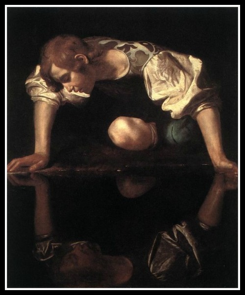 "Narcissus" by Caravaggio. 1597.