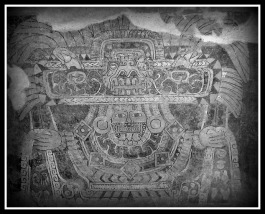 Ancient Aztec mural painting of The Great Goddess of Teotihuacan, discovered in the 1940s in Tepantitla. The Goddess seem to be related to The Great Spider mythology.